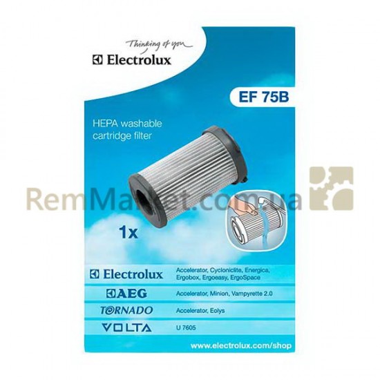 Фильтр HEPA цилиндр. EF75B для пылесоса H=113mm D=68mm Electrolux фото товара