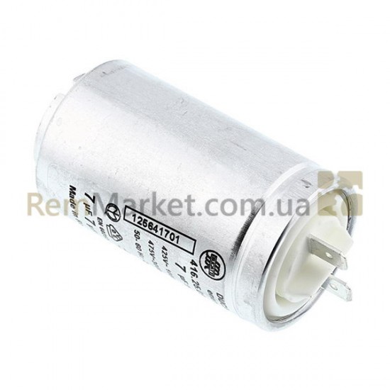 Пусковой конденсатор для суш. машины 7uF 425V 35x64mm (2 клемы) DUCATI Electrolux фото товару