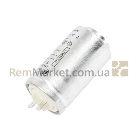 Пусковой конденсатор для суш. машины 7uF 425V 35x64mm (2 клемы) DUCATI Electrolux фото товару